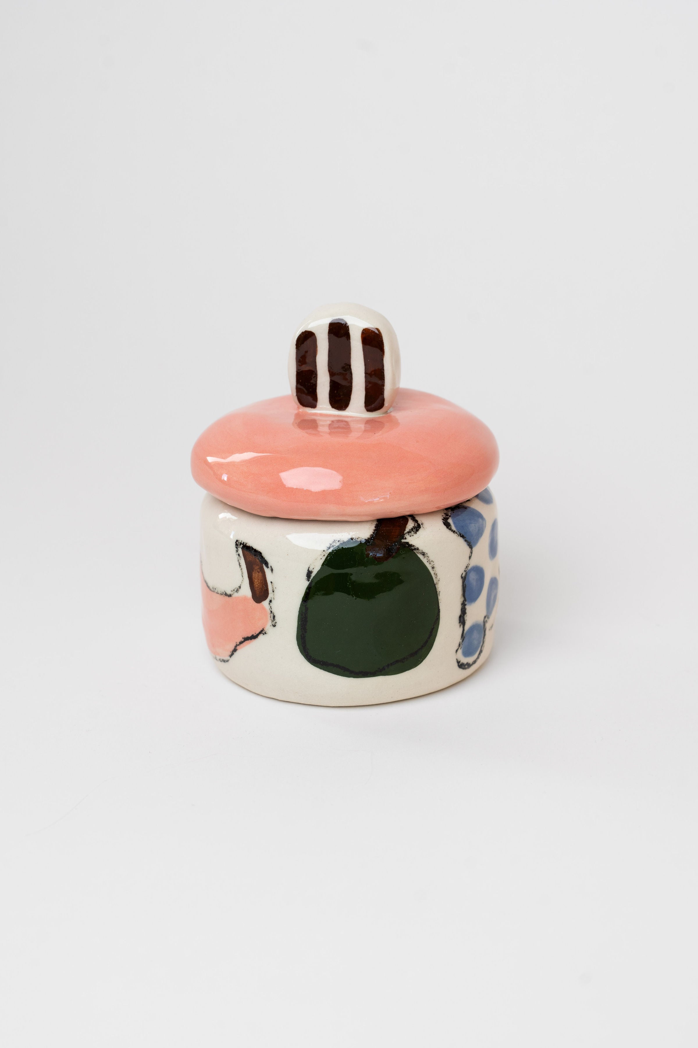 Jar with lid - fruit & stripes M