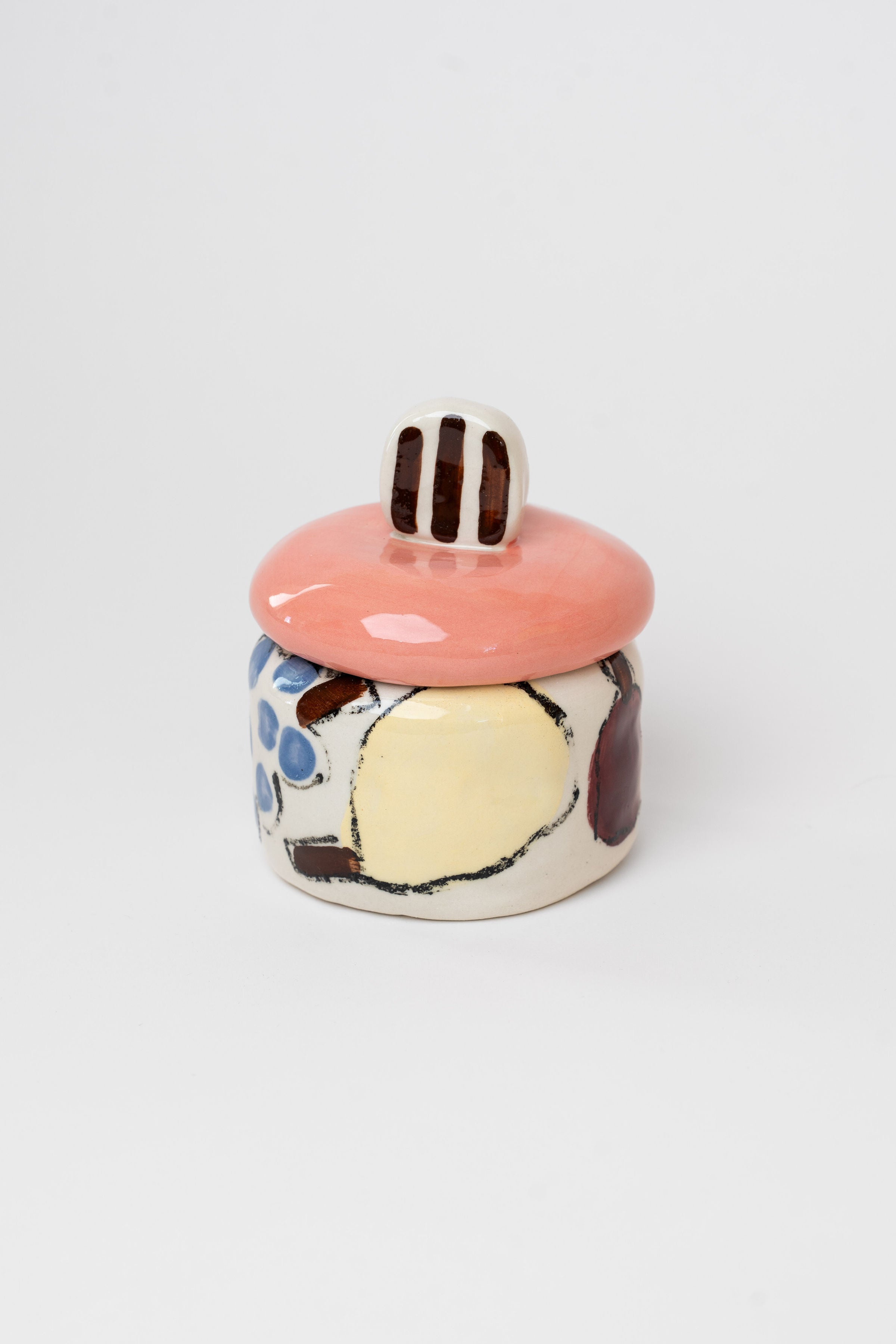 Jar with lid - fruit & stripes M