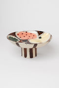 Footed bowl - fruit & stripes M