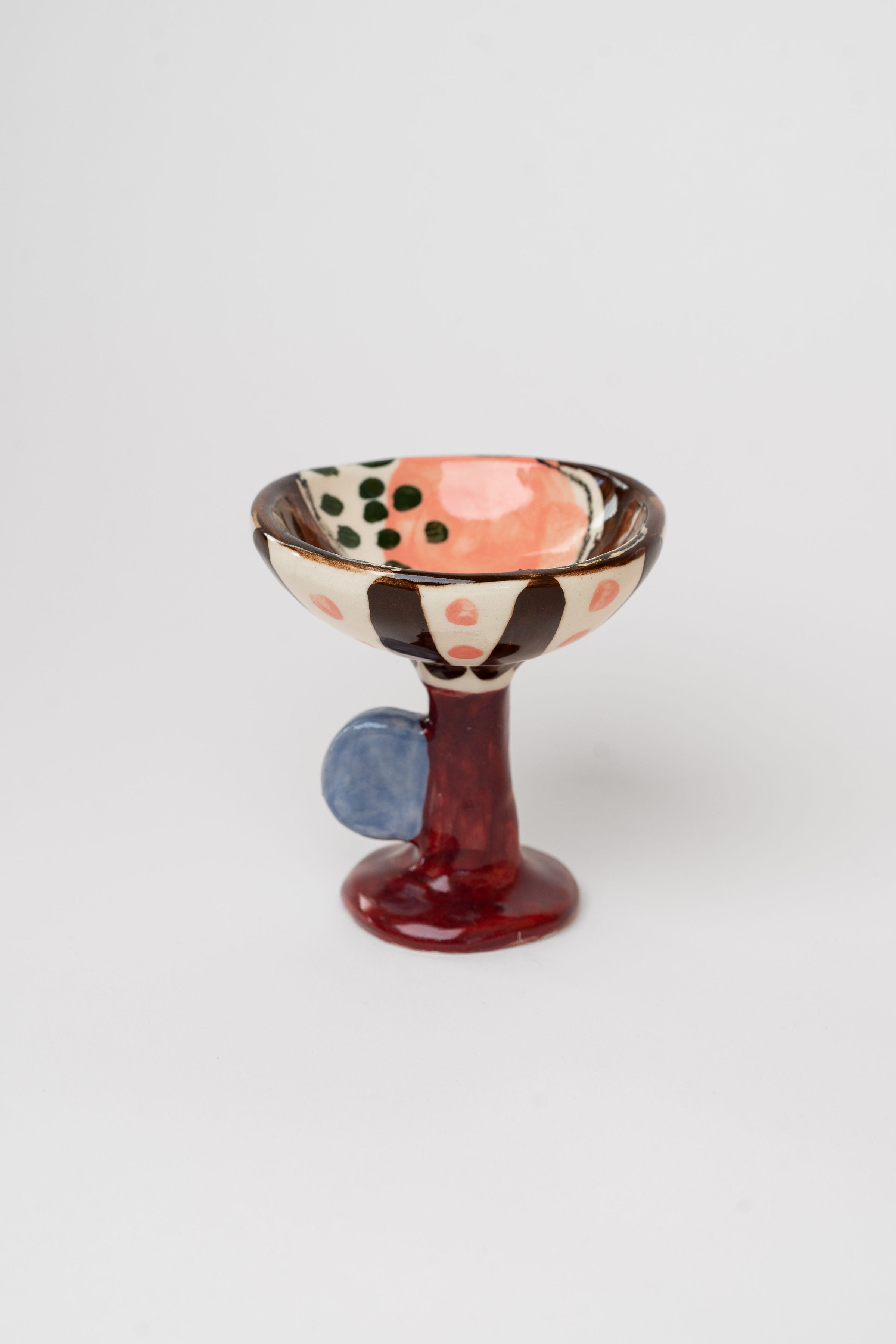 Porcelain stemmed cup / ice coupe - fruit + lavender dot handle