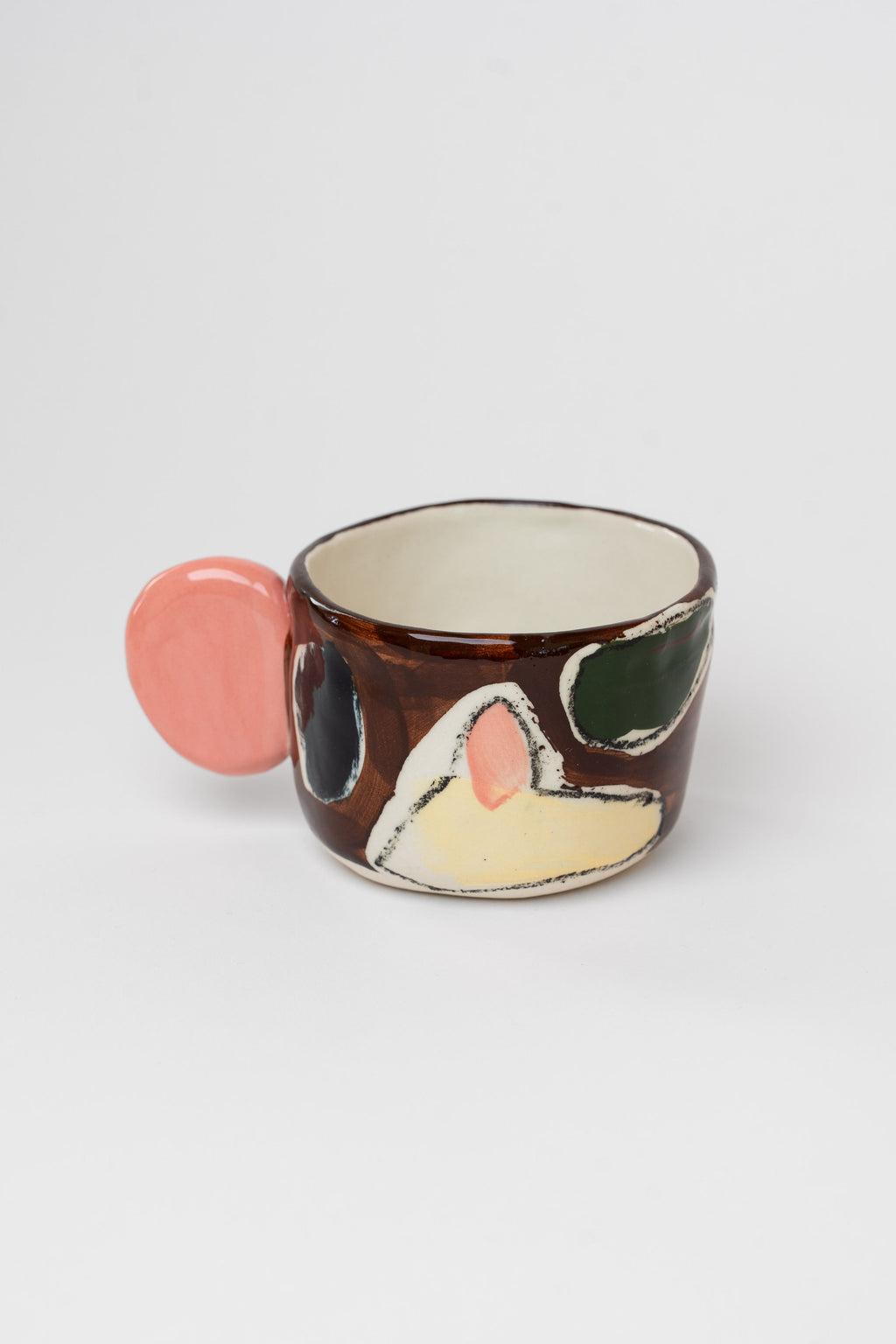 Porcelain mug - fruit & pink dot handle #1