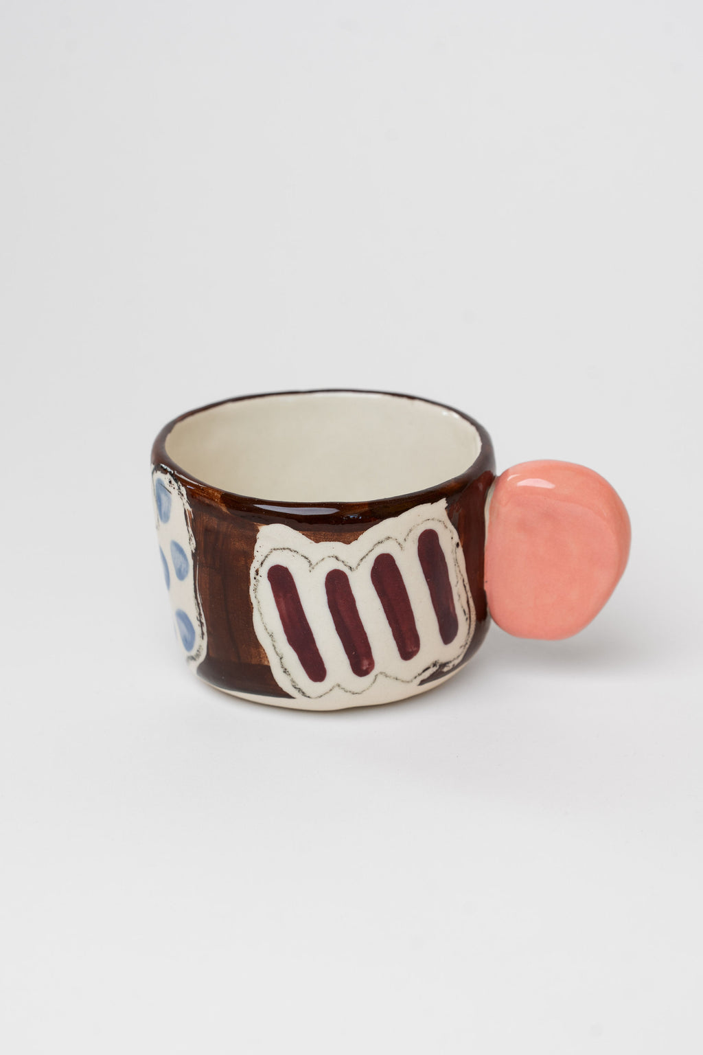 Porcelain mug - fruit & pink dot handle #1