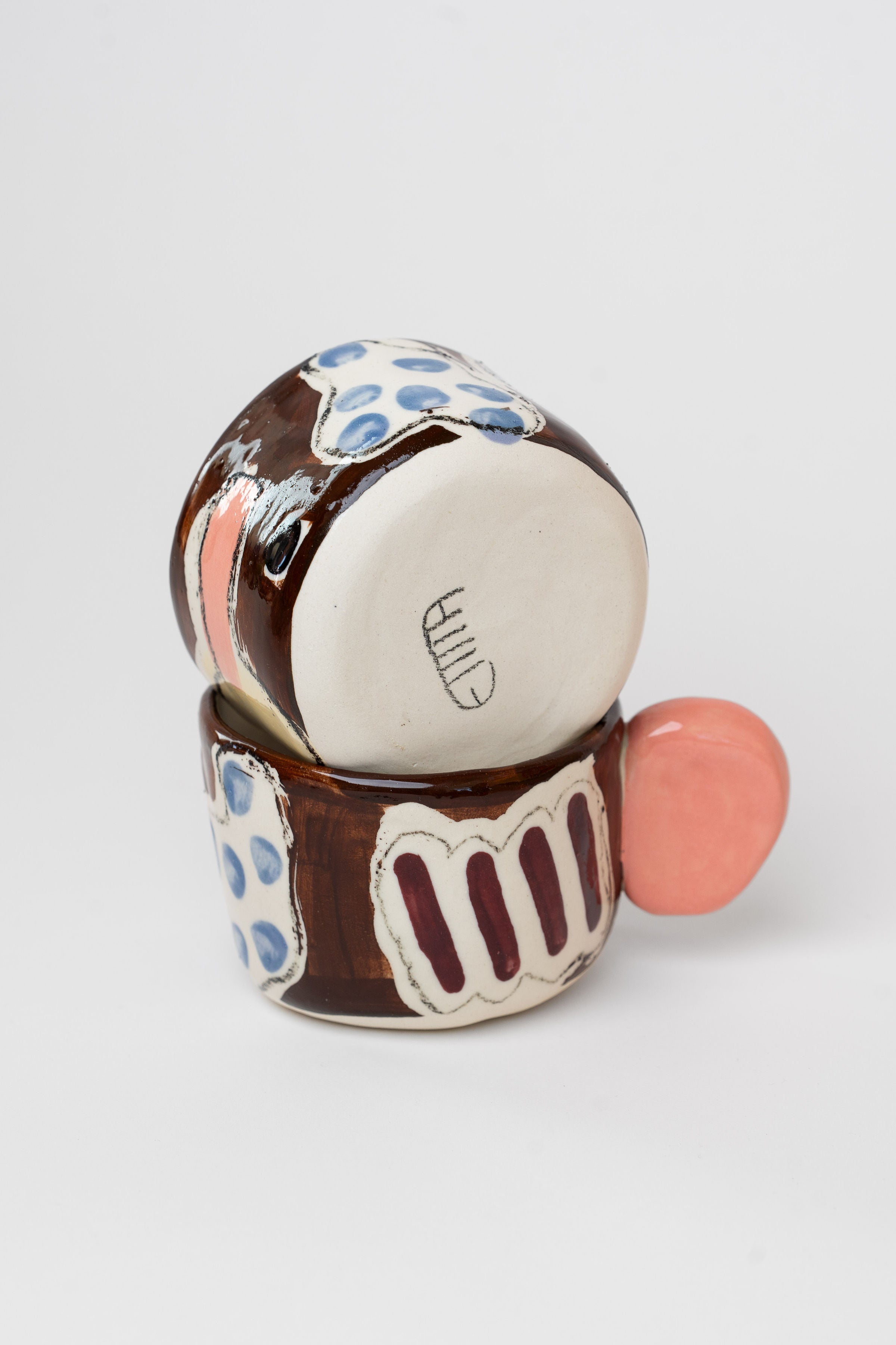 Porcelain mug - fruit & pink dot handle #1