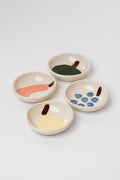 Set of 4 porcelain dipping dishes / teabag rest - fruit